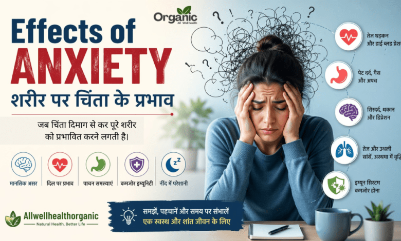 Effects of Anxiety शरीर पर चिंता के असर, लक्षण और समाधान Allwellhealthorganic