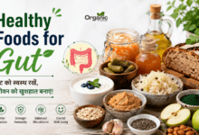 Healthy foods for gut with probiotic and fiber-rich foods for better digestion.