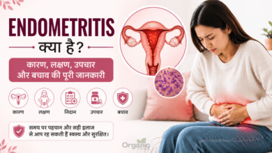 Endometritis से प्रभावित गर्भाशय का चित्र और महिला में दिखने वाले प्रमुख लक्षण।