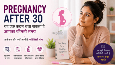 Pregnancy After 30 में समय पर फर्टिलिटी जांच का महत्व दर्शाती महिला।