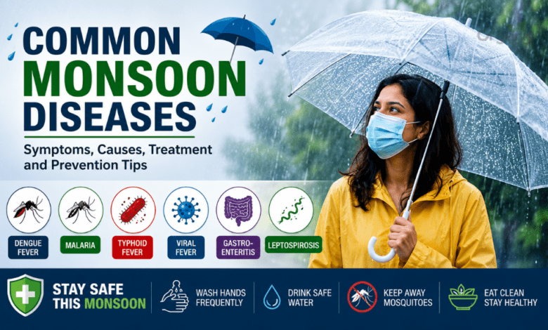 Common monsoon diseases and prevention tips during the rainy season.