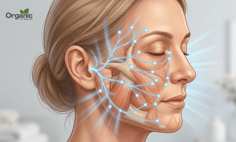 Facial paralysis में नर्व रिपेयर के लिए इलेक्ट्रोएक्यूपंक्चर थेरेपी का चित्रण