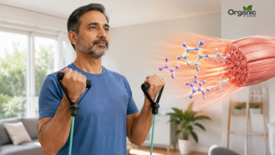 Poor muscle health और टाइप 2 डायबिटीज़ के खतरे को दर्शाती स्ट्रेंथ ट्रेनिंग करते व्यक्ति की तस्वीर
