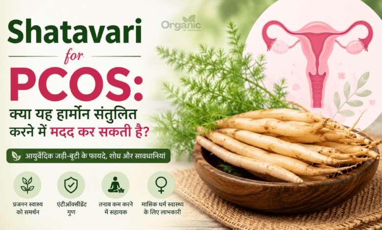 Shatavari for PCOS: हार्मोन संतुलन और महिला स्वास्थ्य पर आधारित फीचर इमेज।